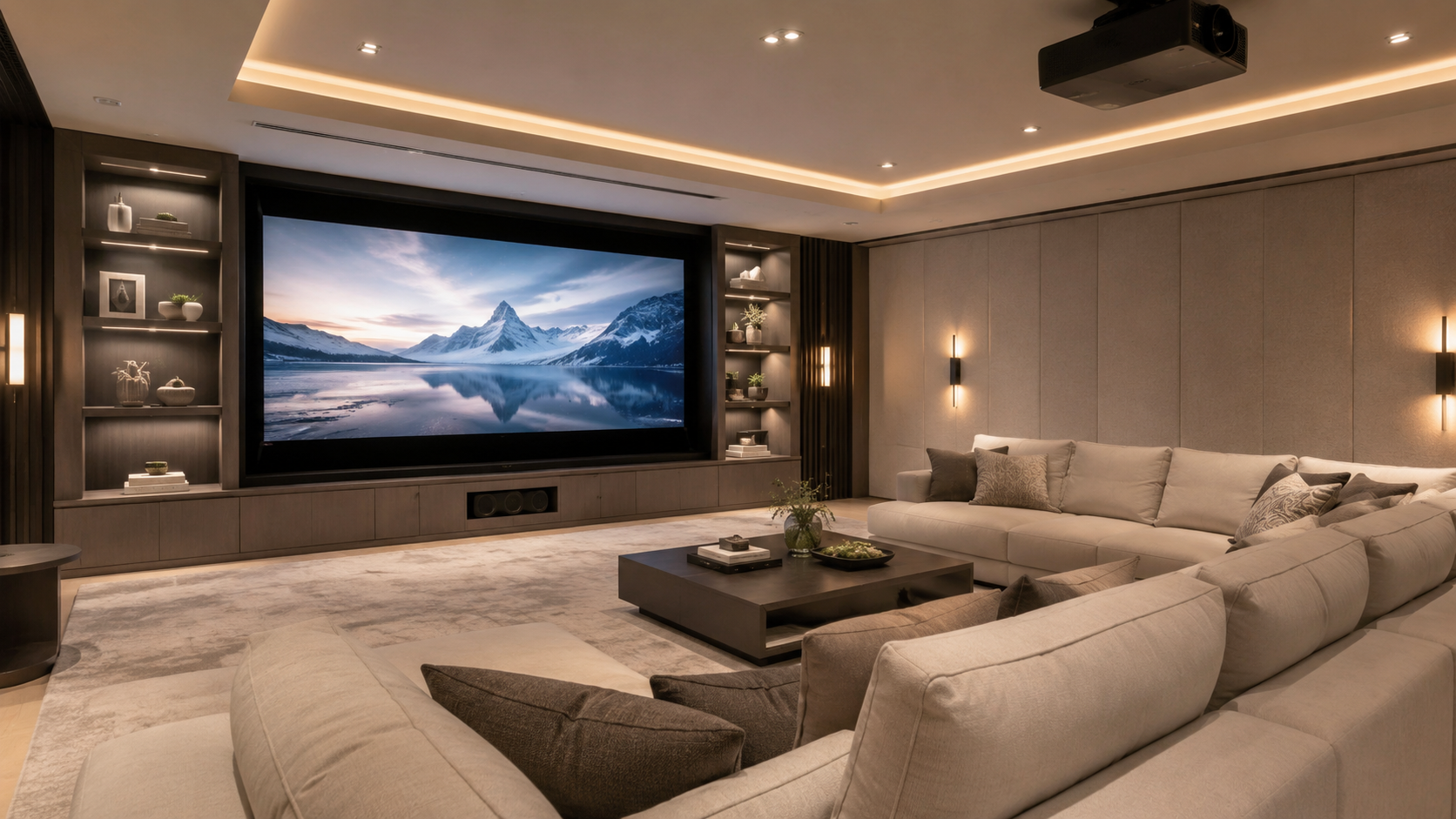 Premium home theater room with Q-Series projector